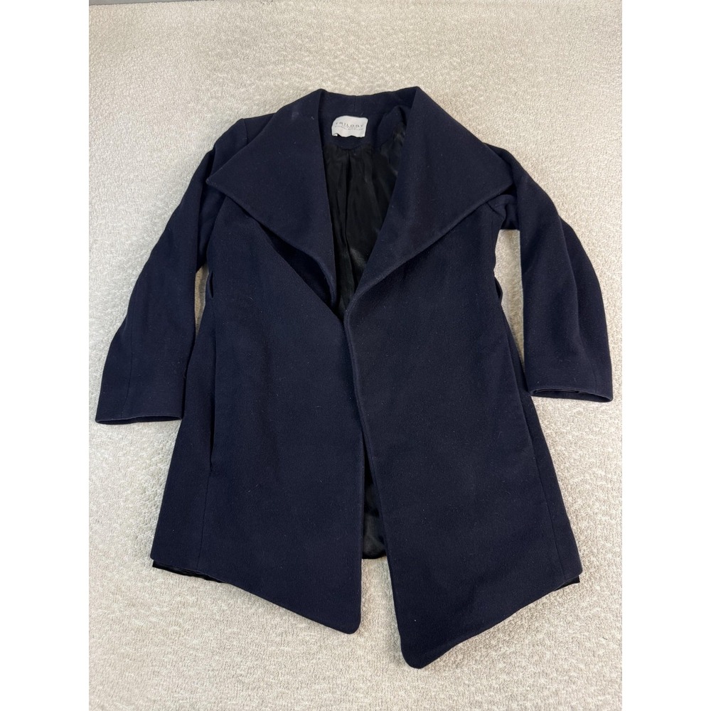Trilogy Collections Michael McCollom Coat Womens 4 Navy Wool Loro Piana Made USA